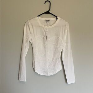 Steve Madden - White Textured Long Sleeve Blouse